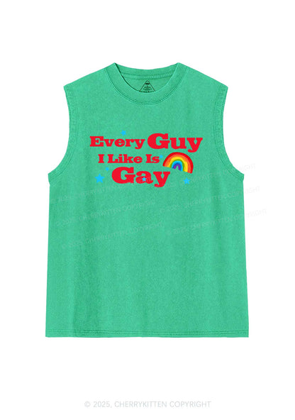 I Like Gay Pride Y2K Washed Muscle Tank Cherrykitten