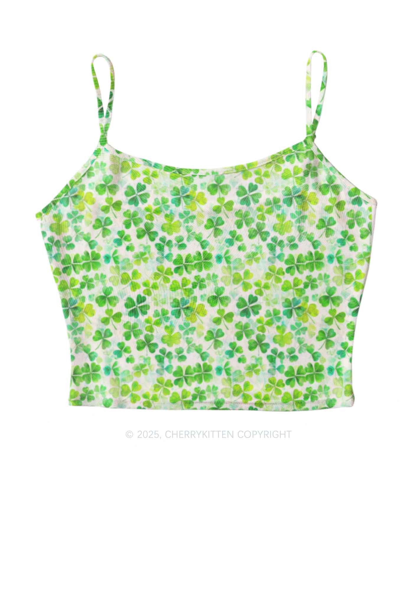 Green Shamrock Y2K Mesh Cami Tank Cherrykitten