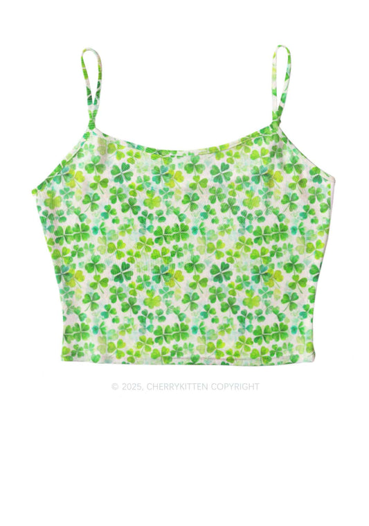 Green Shamrock Y2K Mesh Cami Tank Cherrykitten