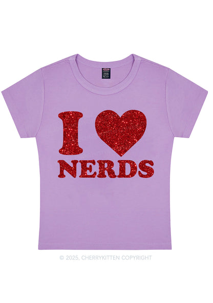 Glitter I Love Nerds Y2K Baby Tee Cherrykitten