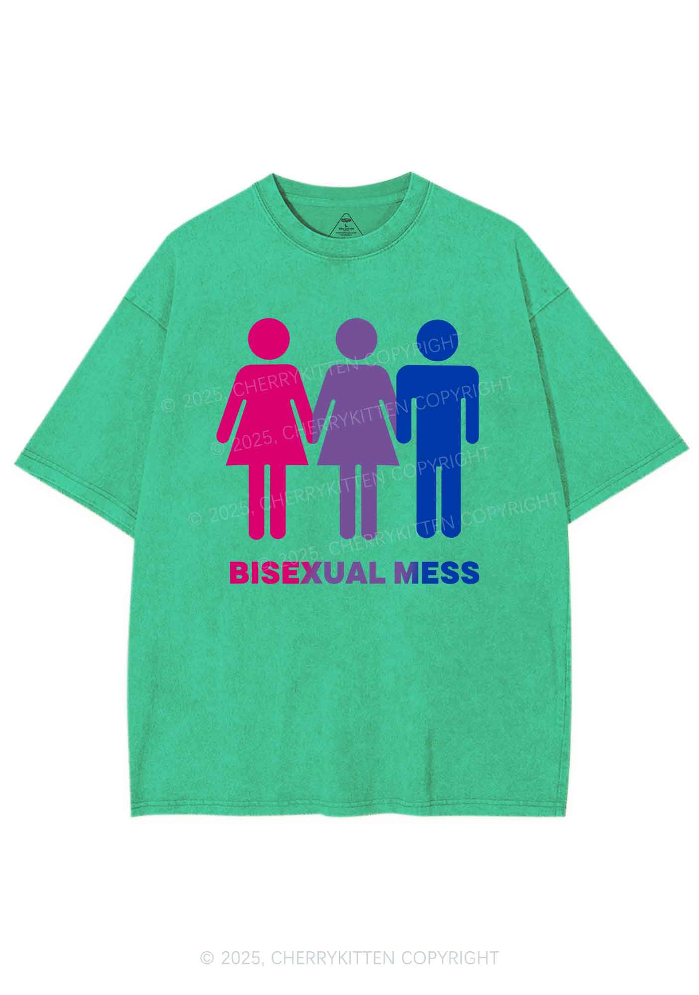 Bisexual Mess Love Pride Y2K Shirts Washed Tee Cherrykitten