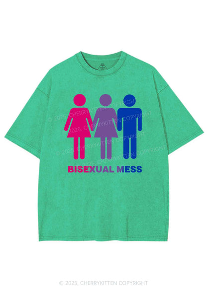 Bisexual Mess Love Pride Y2K Shirts Washed Tee Cherrykitten