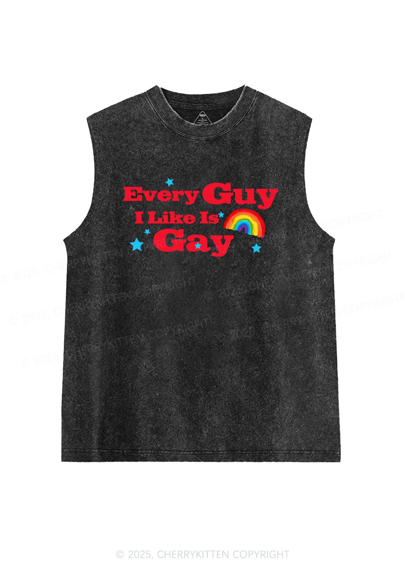 I Like Gay Pride Y2K Washed Muscle Tank Cherrykitten