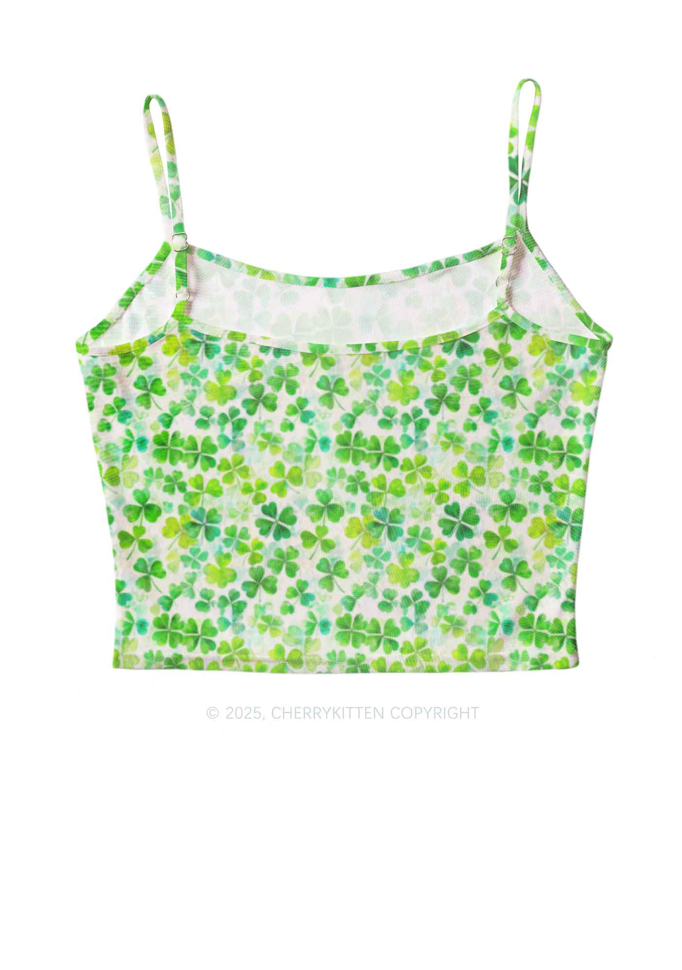 Green Shamrock Y2K Mesh Cami Tank Cherrykitten