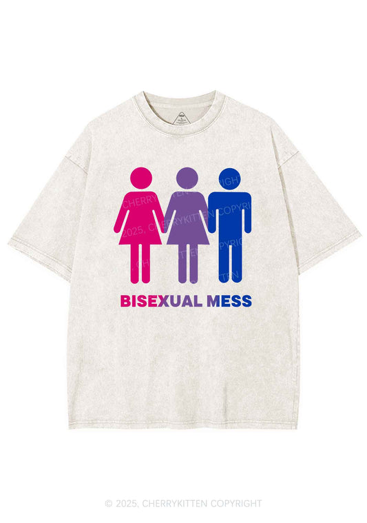 Bisexual Mess Love Pride Y2K Shirts Washed Tee Cherrykitten