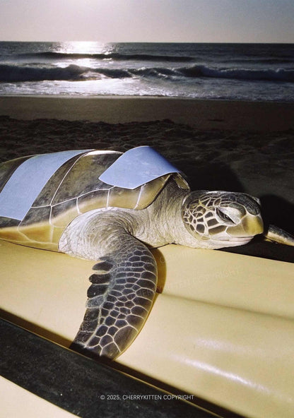 Turtle On Surfboard Y2K Print Midi Skirt Cherrykitten