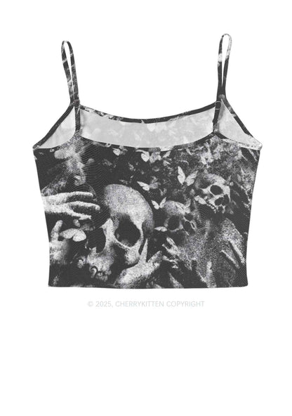 Halloween Gothic Skull Y2K Mesh Cami Tank Cherrykitten