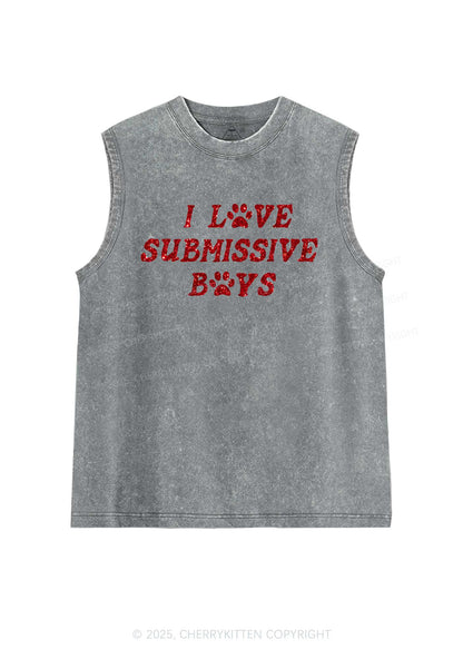 Glitter I Love S Boys Y2K Washed Muscle Tank Cherrykitten