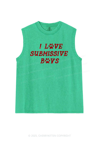 Glitter I Love S Boys Y2K Washed Muscle Tank Cherrykitten