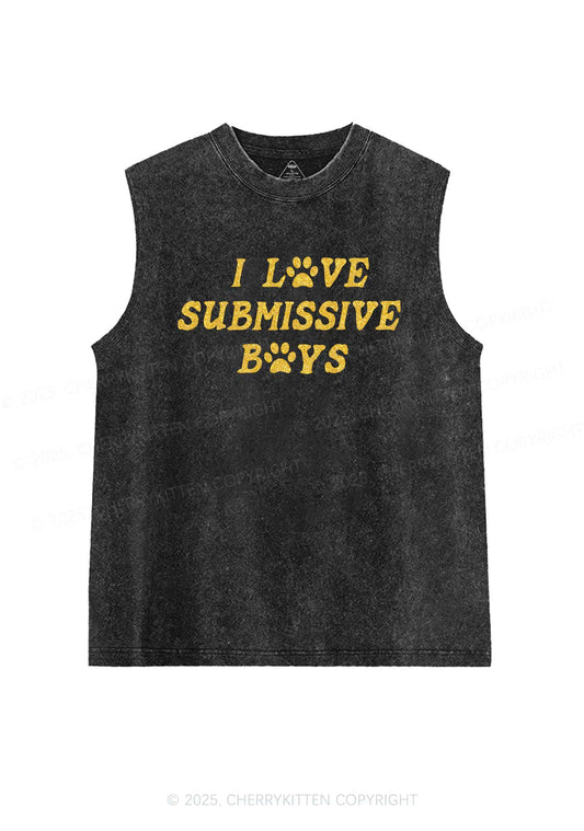 Glitter I Love S Boys Y2K Washed Muscle Tank Cherrykitten