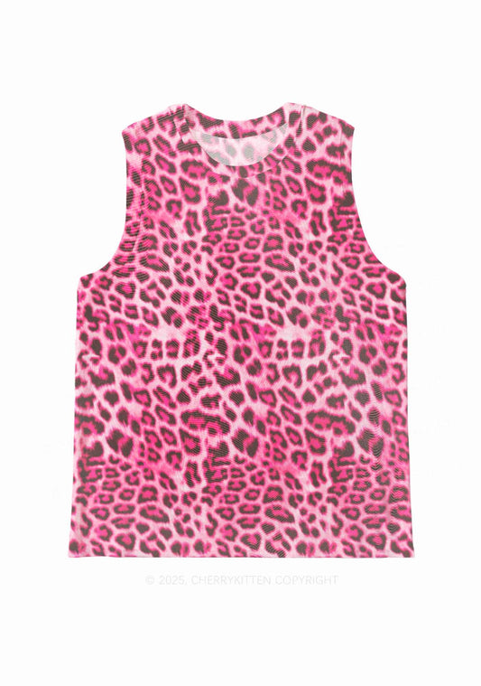 Pink Leopard Y2K Mesh Muscle Tank Cherrykitten