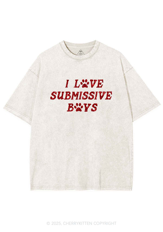 Glitter I Love S Boys Y2K Shirts Washed Tee Cherrykitten