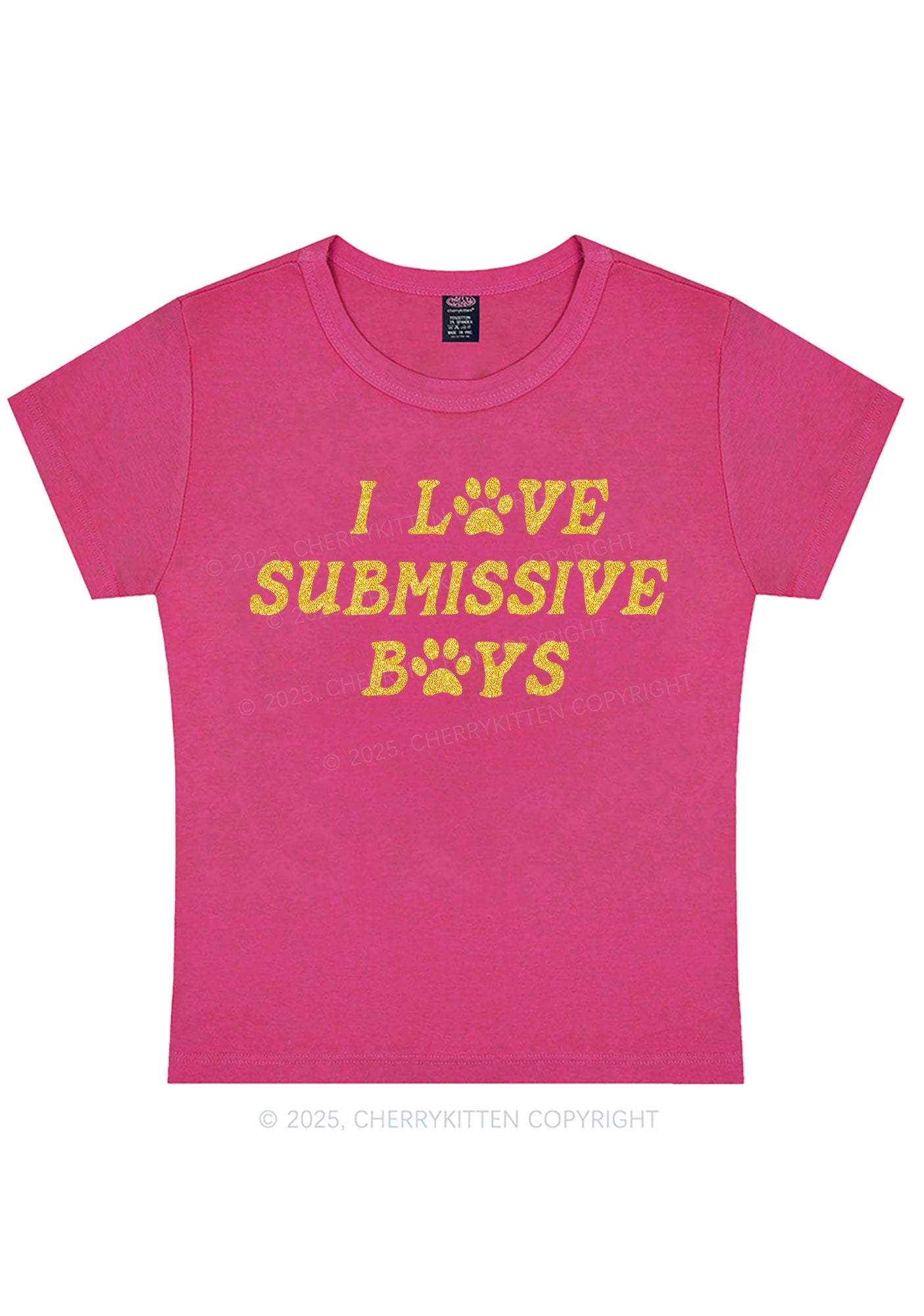 Glitter I Love S Boys Y2K Baby Tee Cherrykitten
