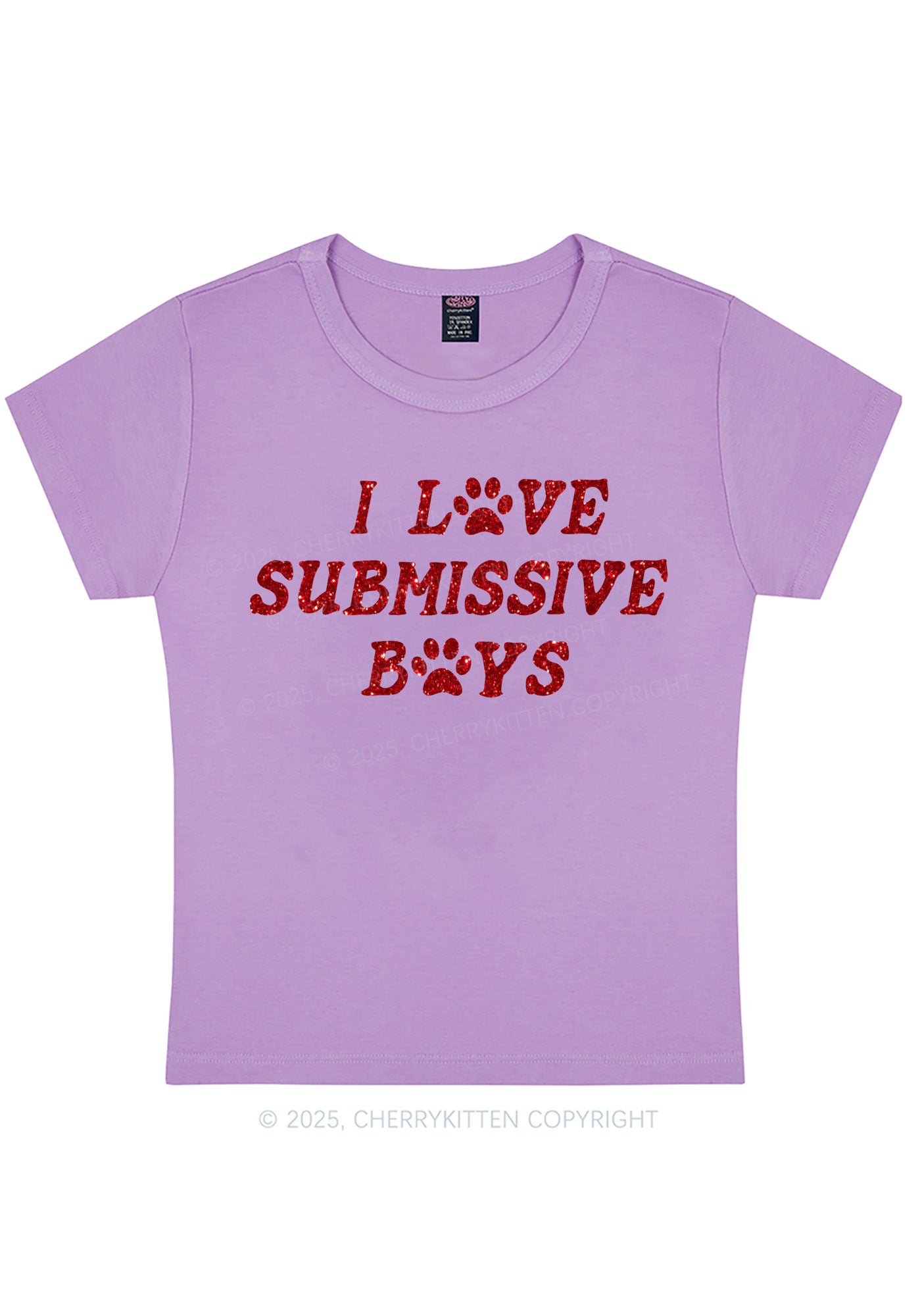 Glitter I Love S Boys Y2K Baby Tee Cherrykitten