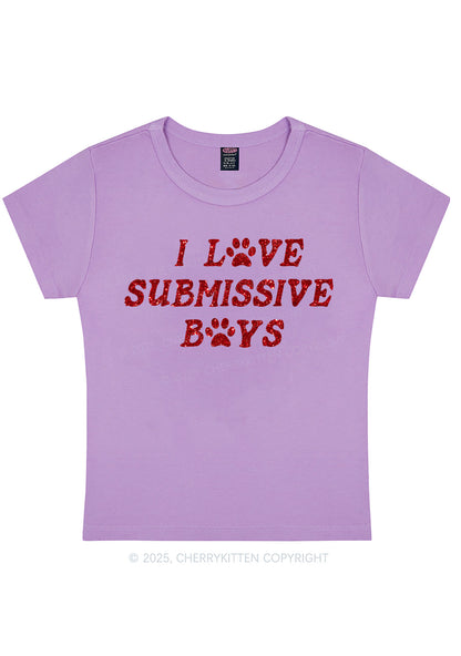 Glitter I Love S Boys Y2K Baby Tee Cherrykitten