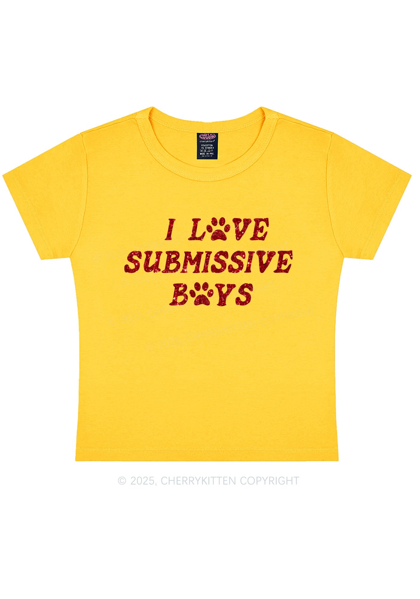Glitter I Love S Boys Y2K Baby Tee Cherrykitten