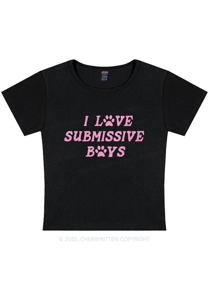 Glitter I Love S Boys Y2K Baby Tee Cherrykitten