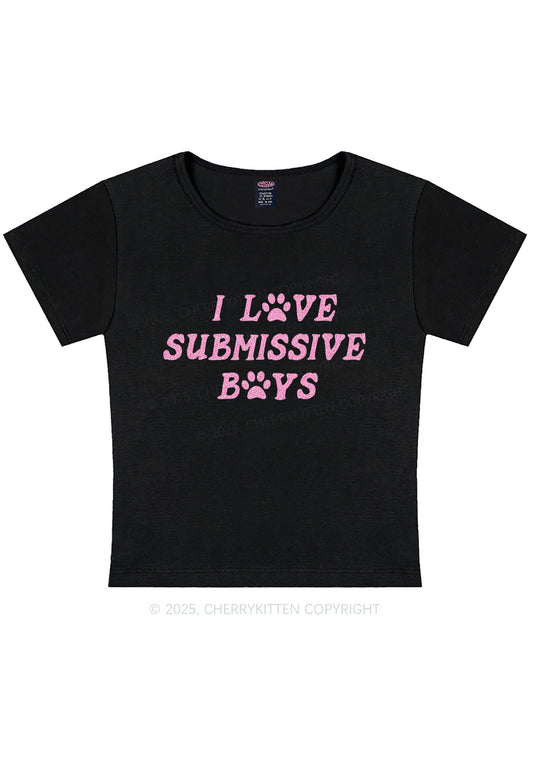Glitter I Love S Boys Y2K Baby Tee Cherrykitten