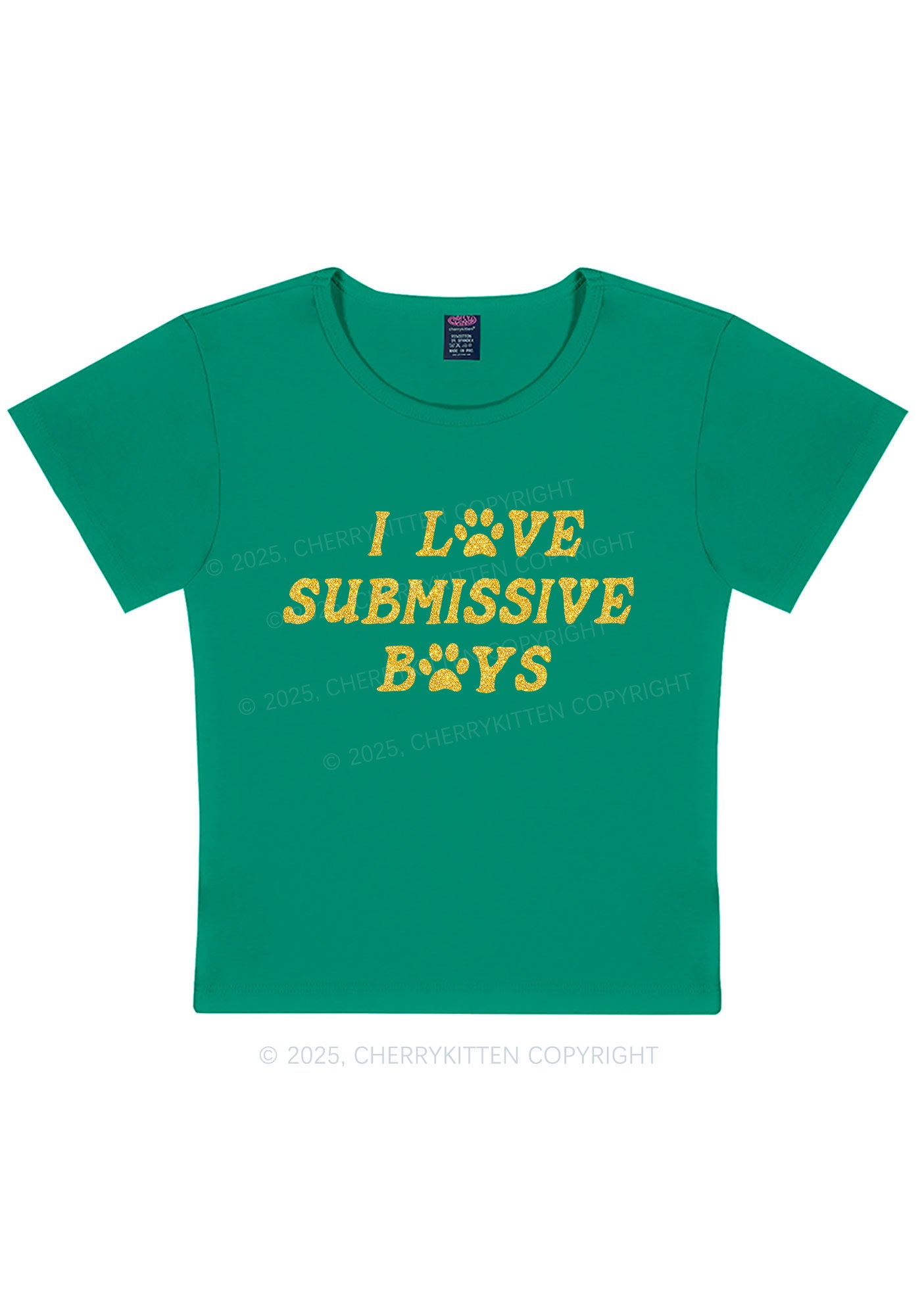 Glitter I Love S Boys Y2K Baby Tee Cherrykitten