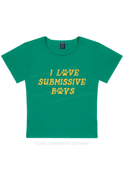 Glitter I Love S Boys Y2K Baby Tee Cherrykitten