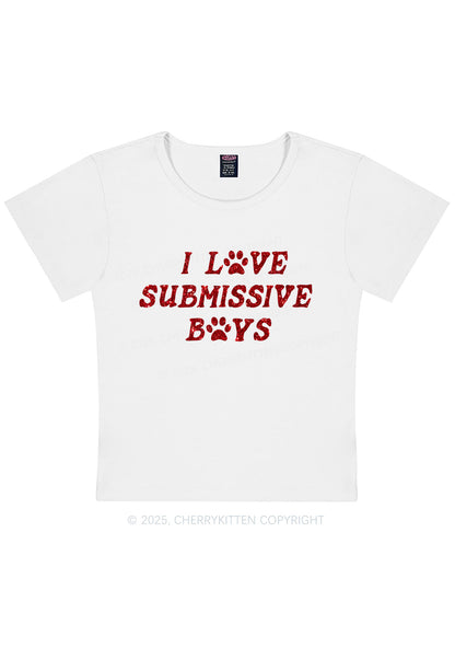 Glitter I Love S Boys Y2K Baby Tee Cherrykitten