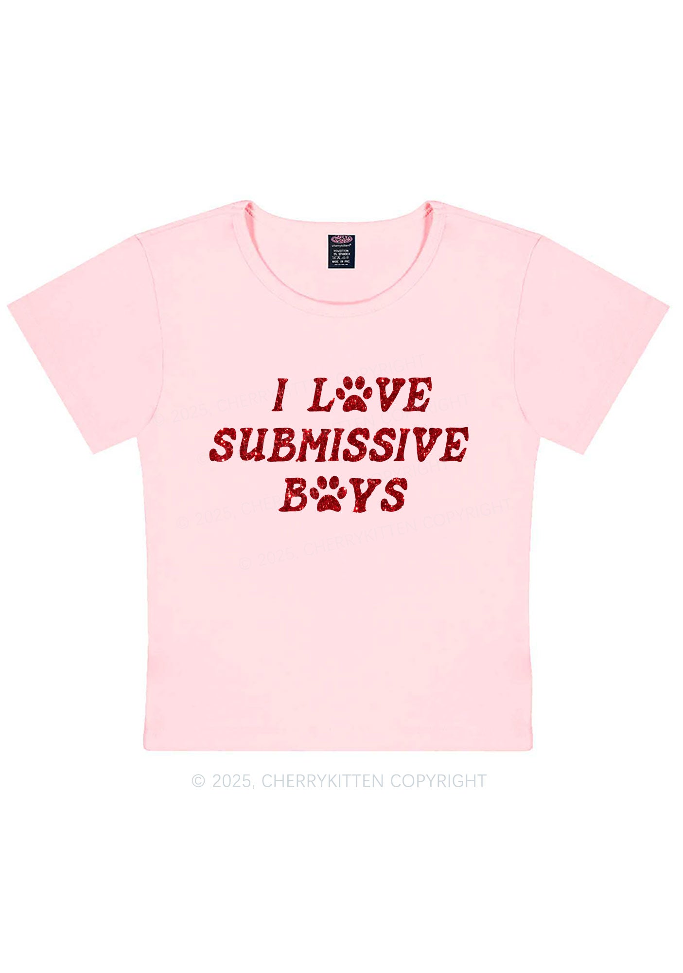 Glitter I Love S Boys Y2K Baby Tee Cherrykitten