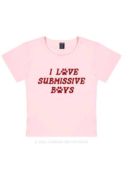 Glitter I Love S Boys Y2K Baby Tee Cherrykitten