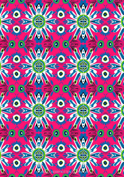 Colorful Symmetric Blooms Y2K Print Bikini Set Cherrykitten