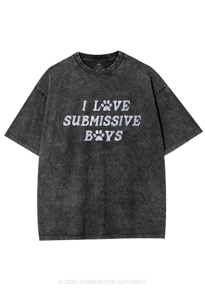Glitter I Love S Boys Y2K Shirts Washed Tee Cherrykitten