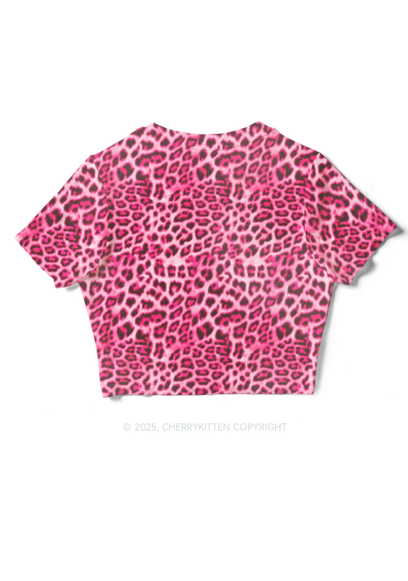 Pink Leopard Y2K Mesh Crop Top Cherrykitten