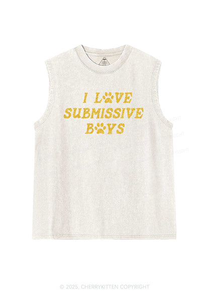 Glitter I Love S Boys Y2K Washed Muscle Tank Cherrykitten