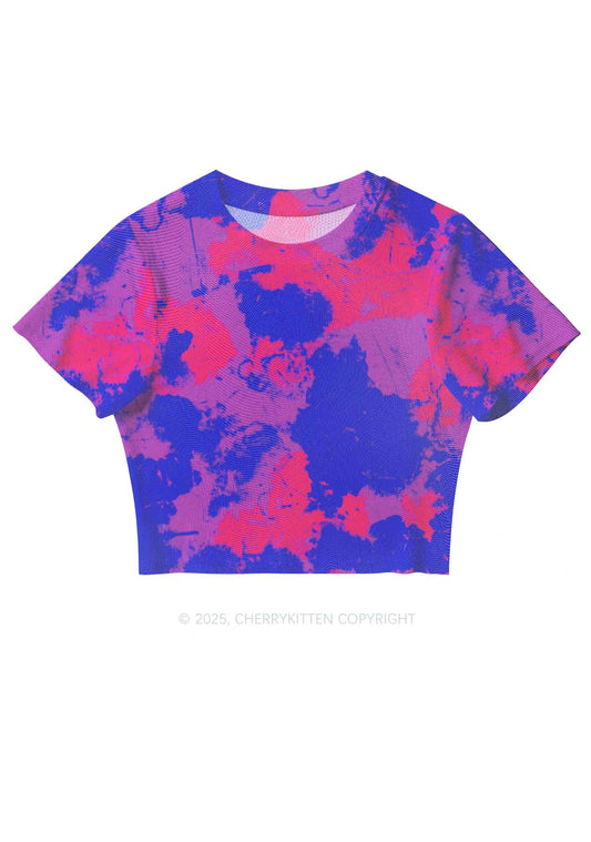 Bisexual Ink Pride Y2K Mesh Crop Top Cherrykitten