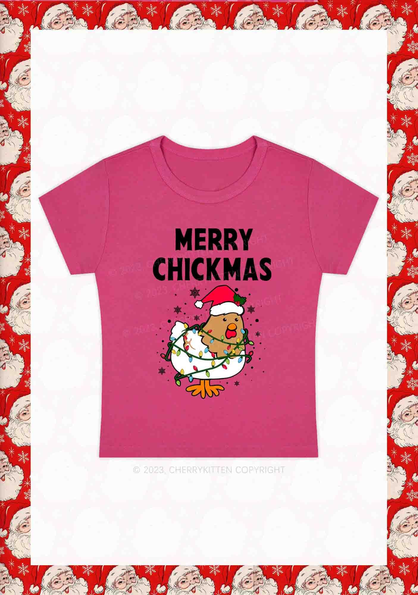 Merry Chickmas Snowflakes Christmas Y2K Baby Tee Cherrykitten