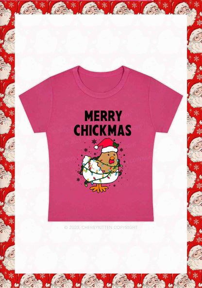 Merry Chickmas Snowflakes Christmas Y2K Baby Tee Cherrykitten