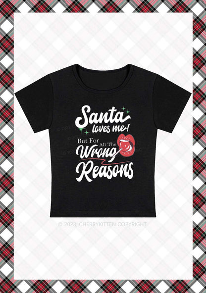 Santa Loves Me Christmas Y2K Baby Tee Cherrykitten