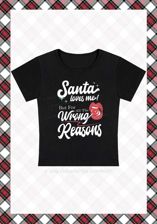 Santa Loves Me Christmas Y2K Baby Tee Cherrykitten