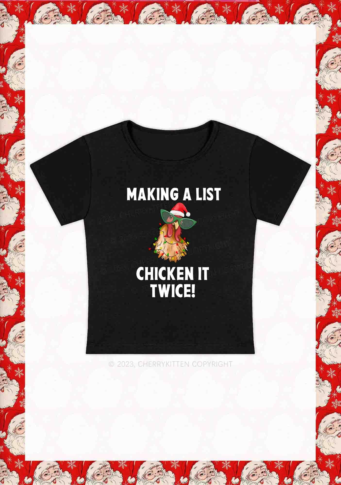 Chicken It Twice Christmas Y2K Baby Tee Cherrykitten