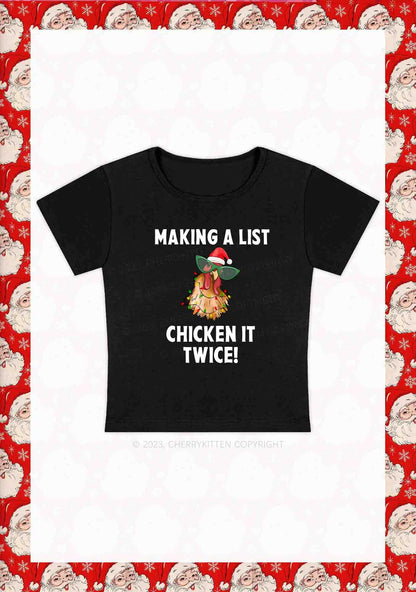 Chicken It Twice Christmas Y2K Baby Tee Cherrykitten
