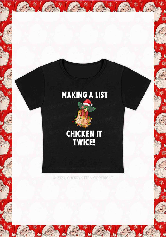 Chicken It Twice Christmas Y2K Baby Tee Cherrykitten