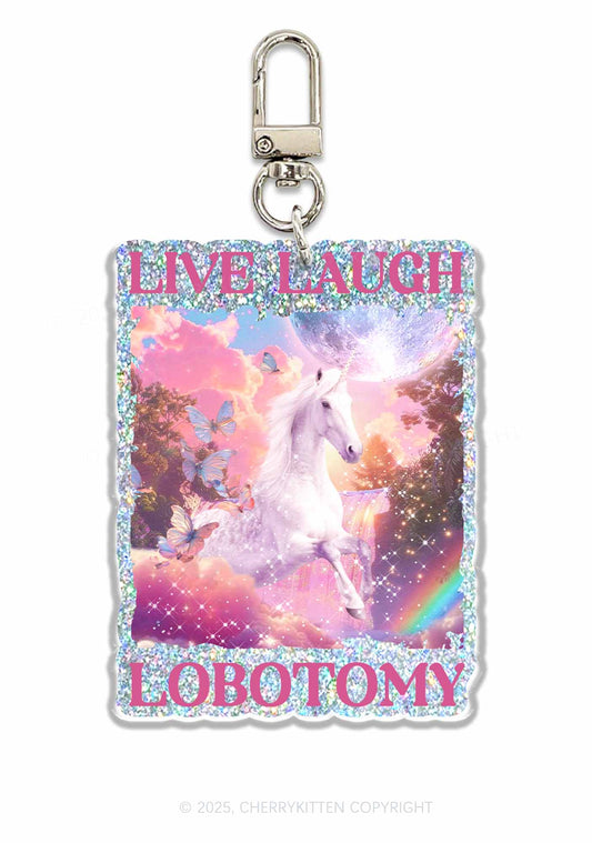 Live Laugh Lobotomy Unicorn 1Pc Y2K Glitter Keychain Cherrykitten