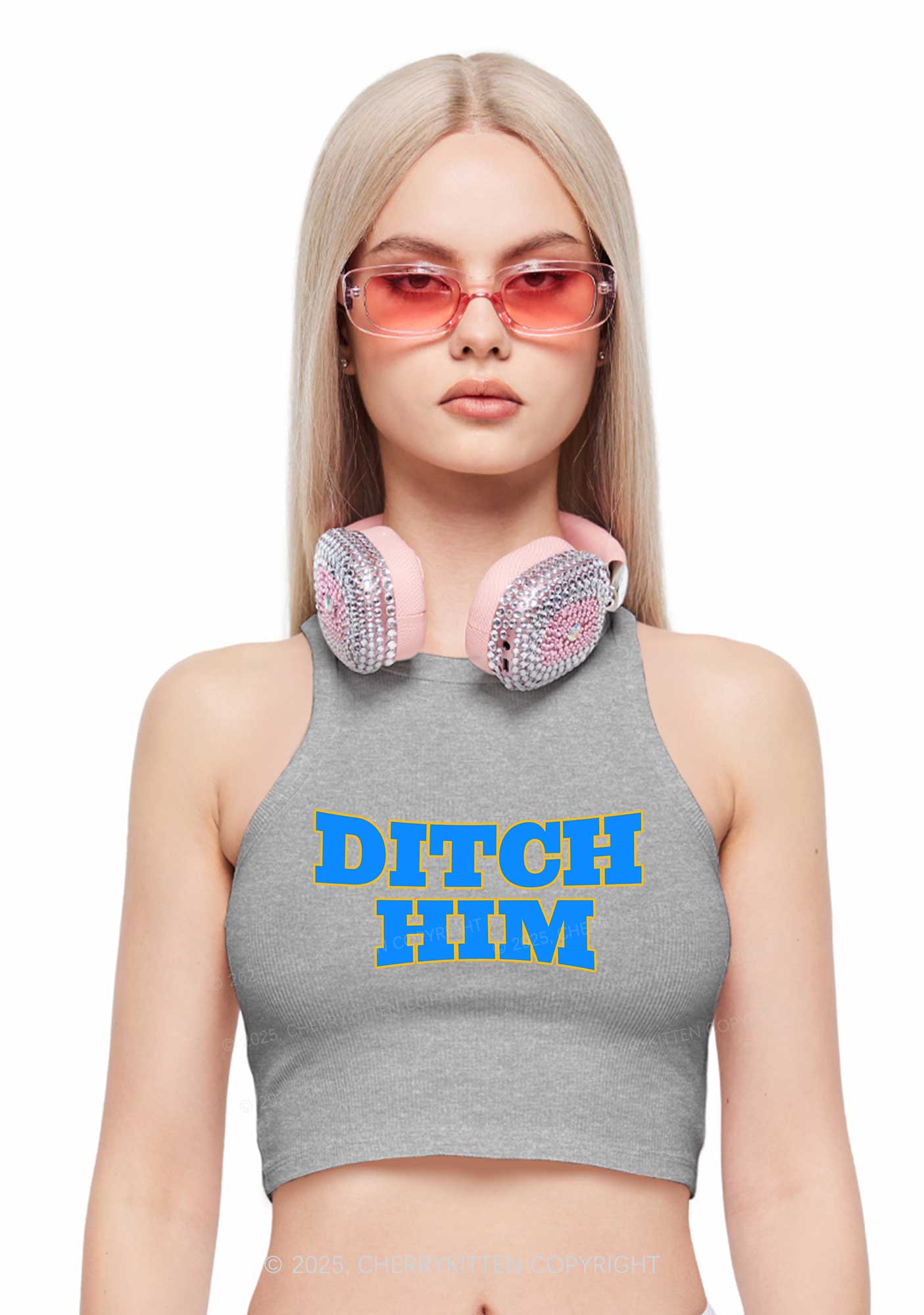 Ditch Him Pride Y2K Crop Tank Top Cherrykitten