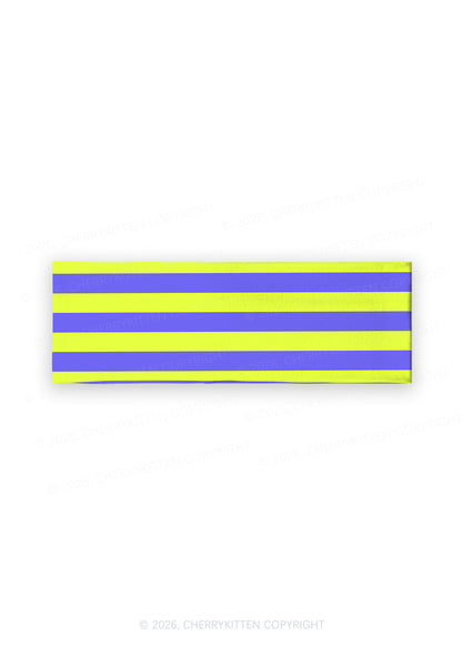 Purple Lime Stripes Y2K Print Headband Cherrykitten