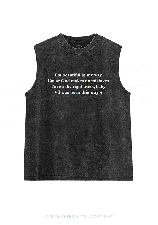 I Was Born This Way Pride Y2K Washed Muscle Tank Cherrykitten