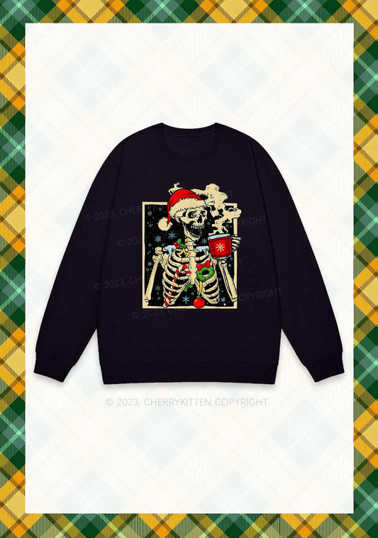 Merry Christmas Skeleton Y2K Sweatshirt Cherrykitten