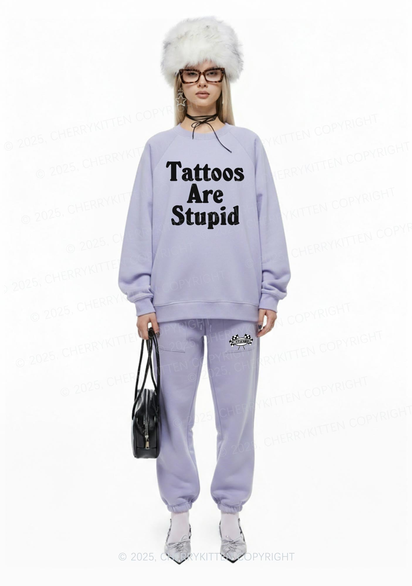 Tattoos Are Stupid Y2K Fleece Sweatshirts Set Cherrykitten
