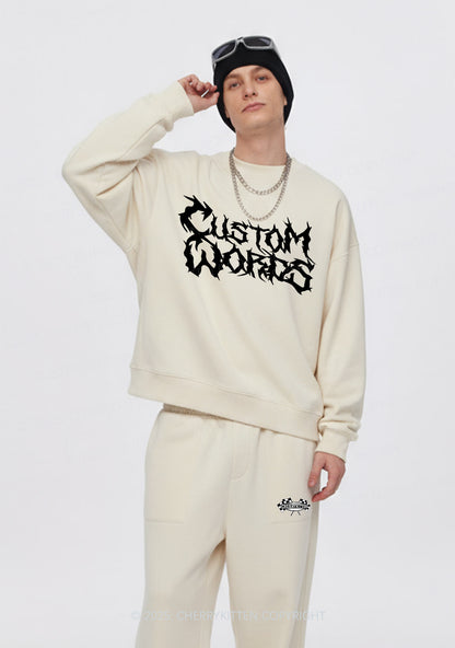 Custom Text Punk Font Y2K Fleece Sweatshirts Set Cherrykitten