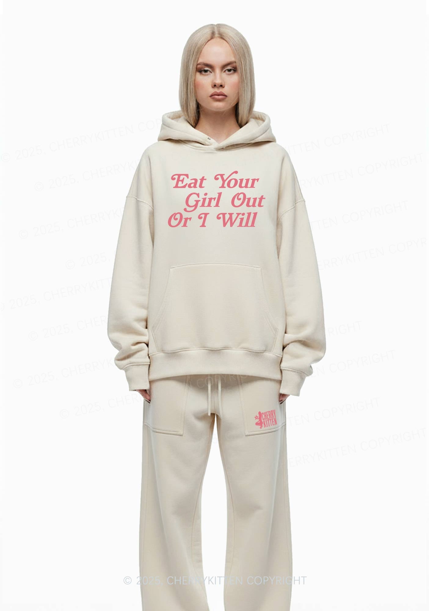 Eat Your Girl Out Pride Y2K Fleece Hoodie Set Cherrykitten