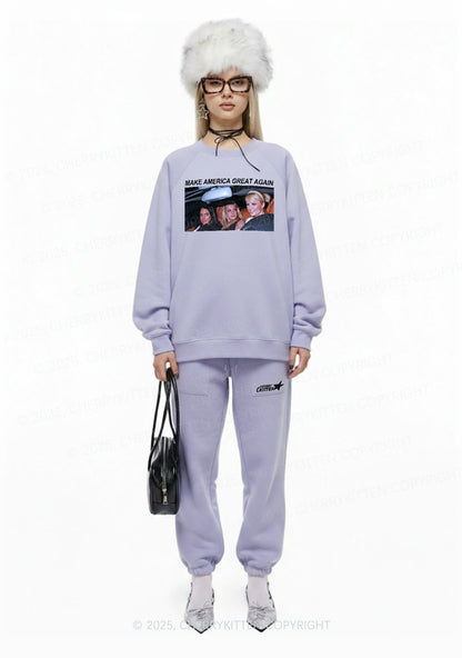 Make America Great Again Y2K Fleece Sweatshirts Set Cherrykitten