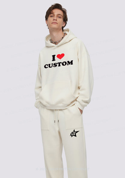 I Love Custom Personalized Y2K Fleece Hoodie Set Cherrykitten