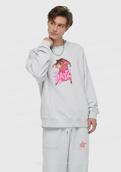 Pink Ratz Y2K Fleece Sweatshirts Set Cherrykitten